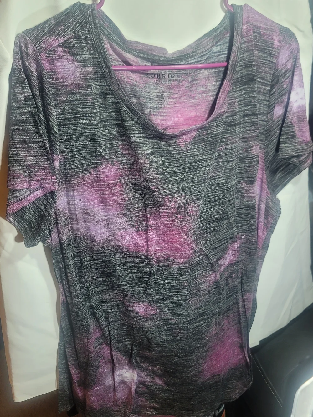 Torrid - Charcoal Short-Sleeve Tee With Magenta Tie-Dye - Picture 2 of 5